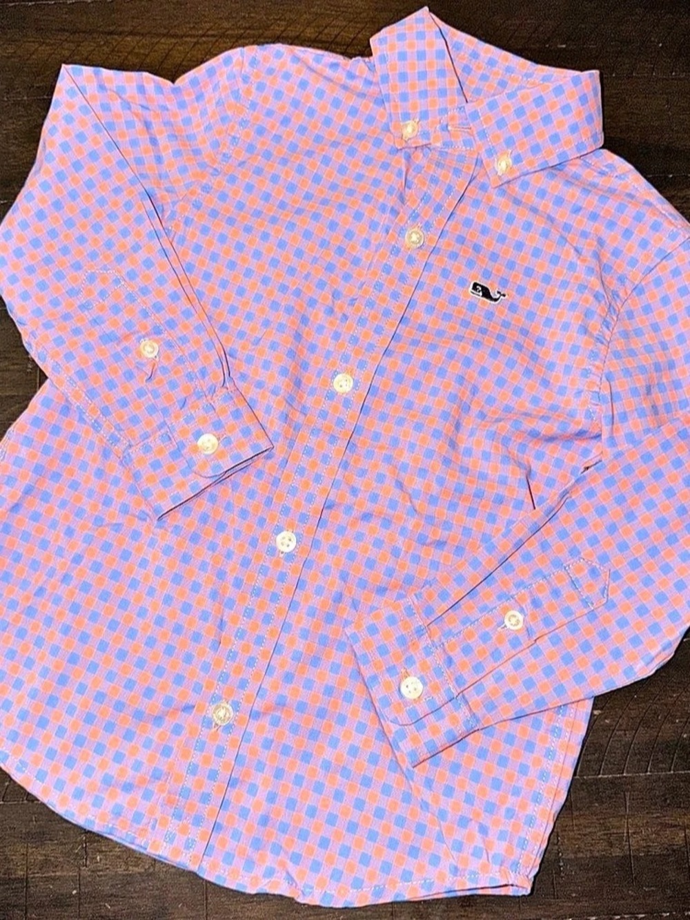 Vineyard Vines Toddler Performance Button-Down Shirt, Coral/Blue